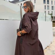 Parka comprida castanho