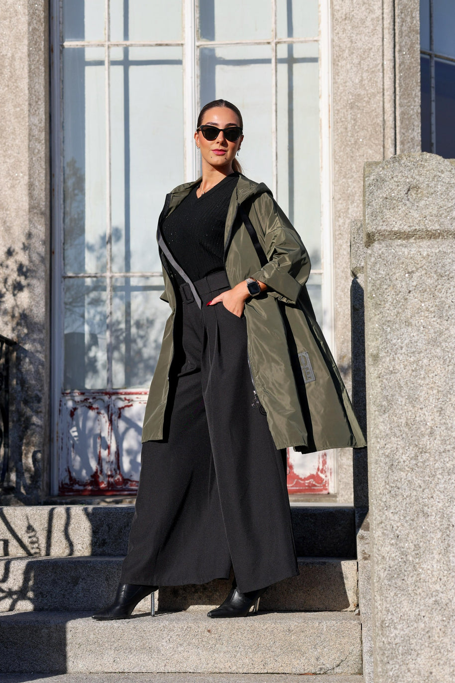 Long Hope Parka with Pockets, Khaki Green
