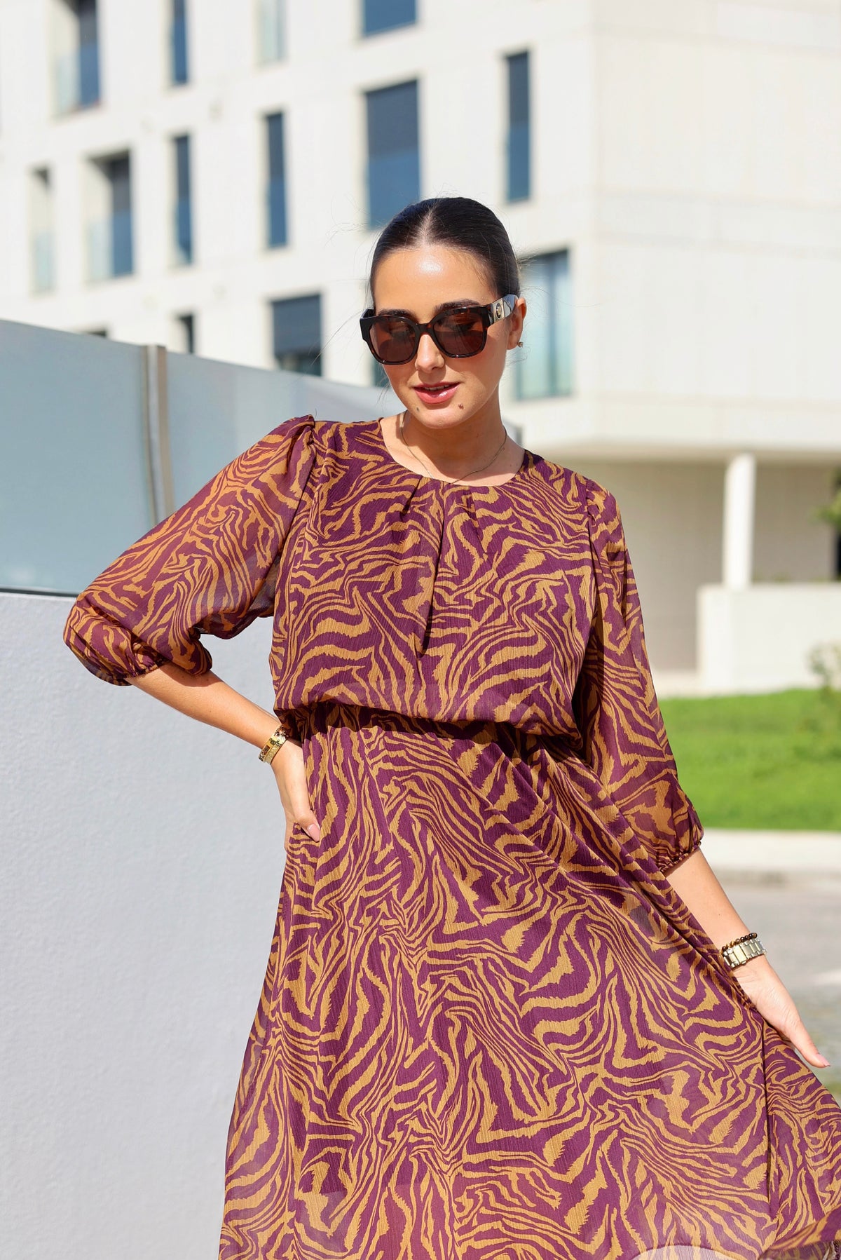 Vestido tipo zebra - lilás