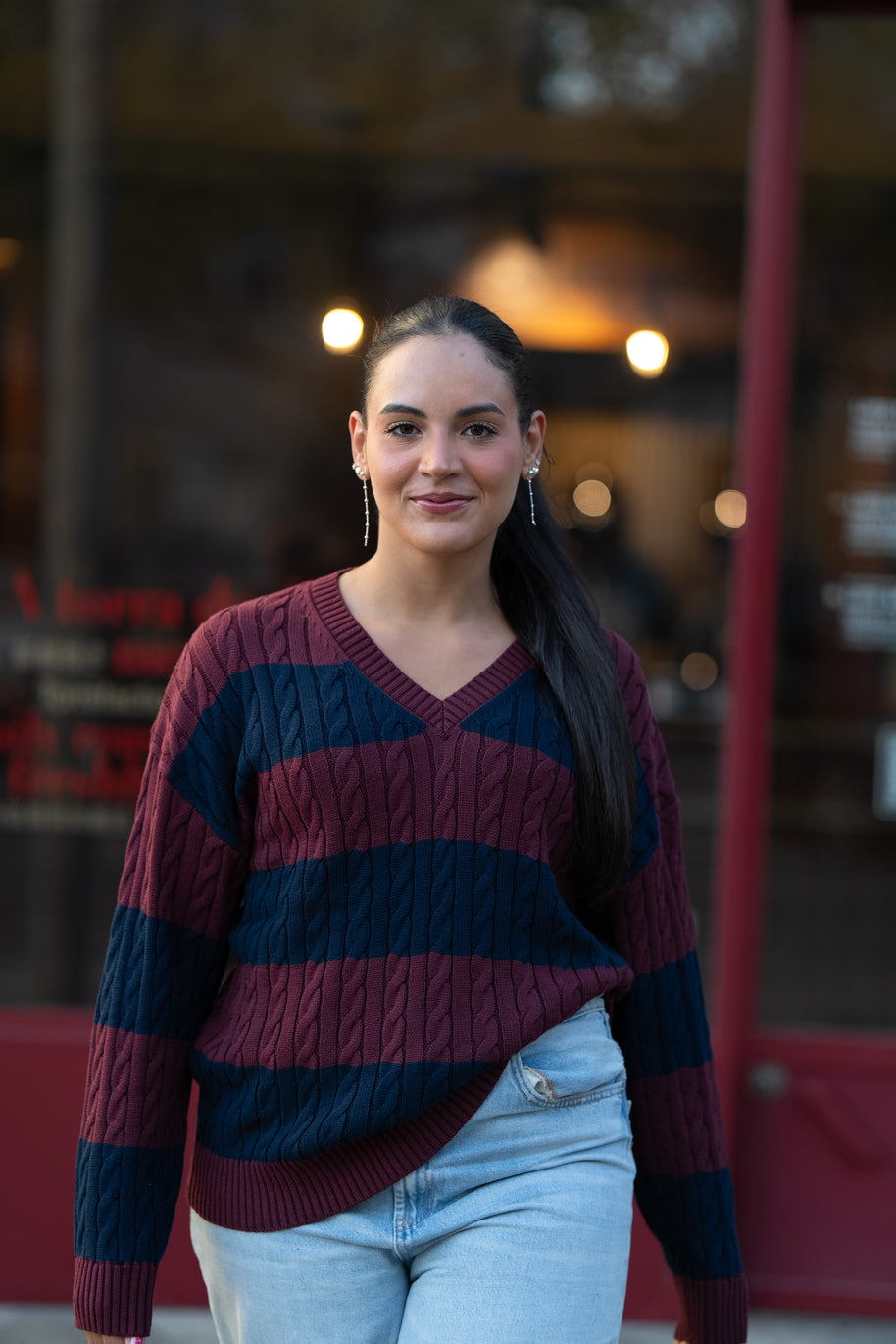 Camisola com entrelaçado | bordeaux