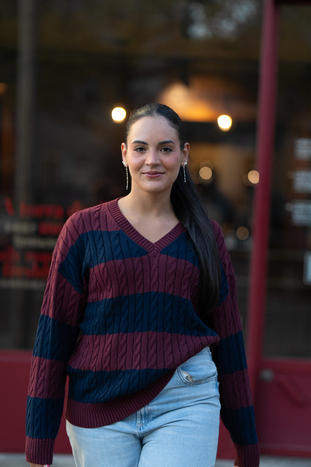 Camisola com entrelaçado | bordeaux