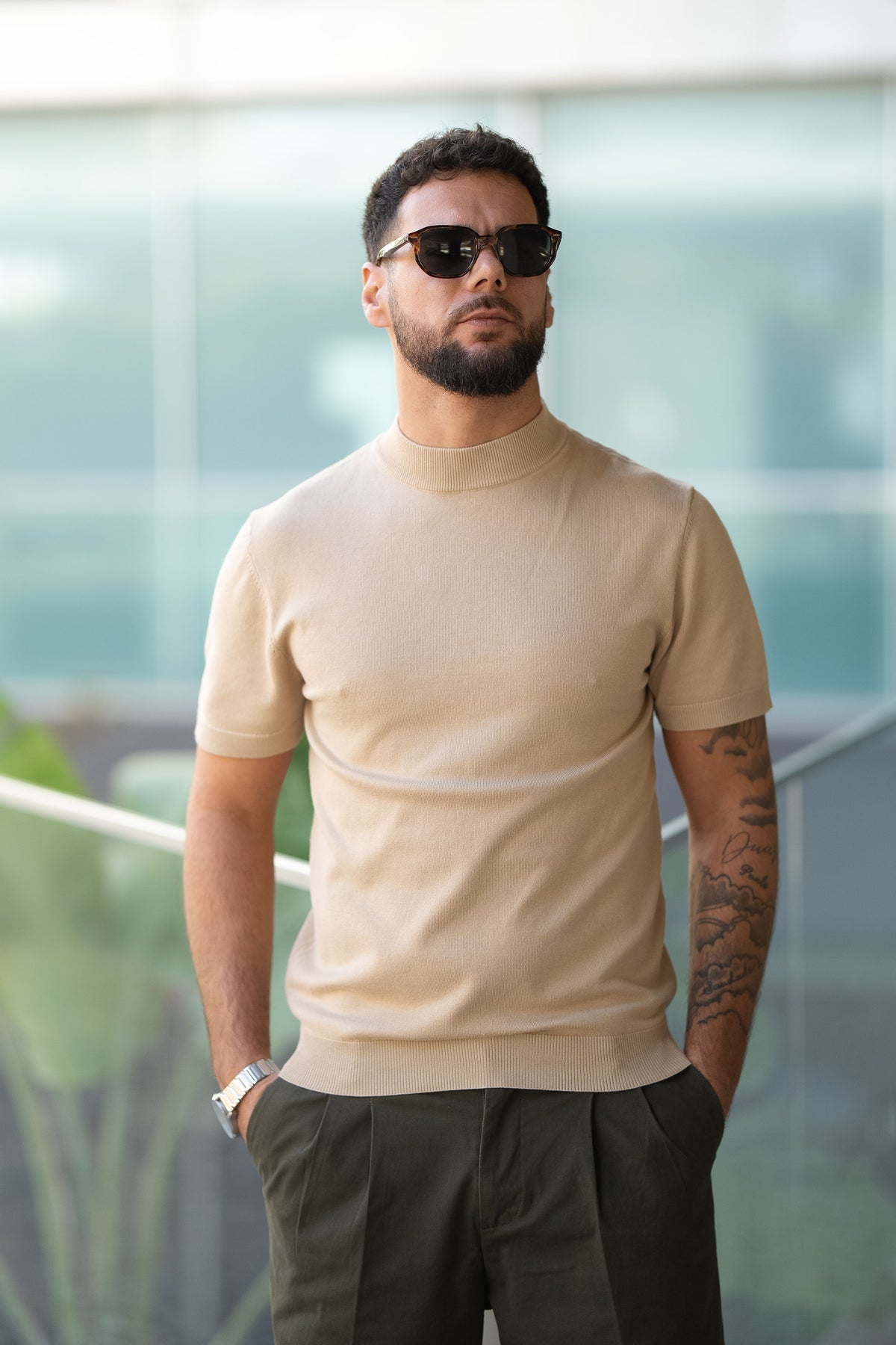 Homem | Camisola manga curta malha creme