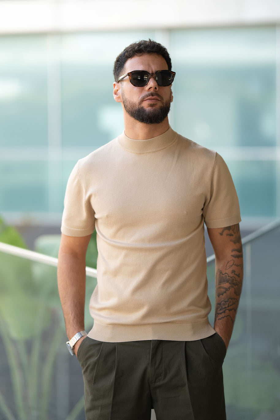 Homem | Camisola manga curta malha creme