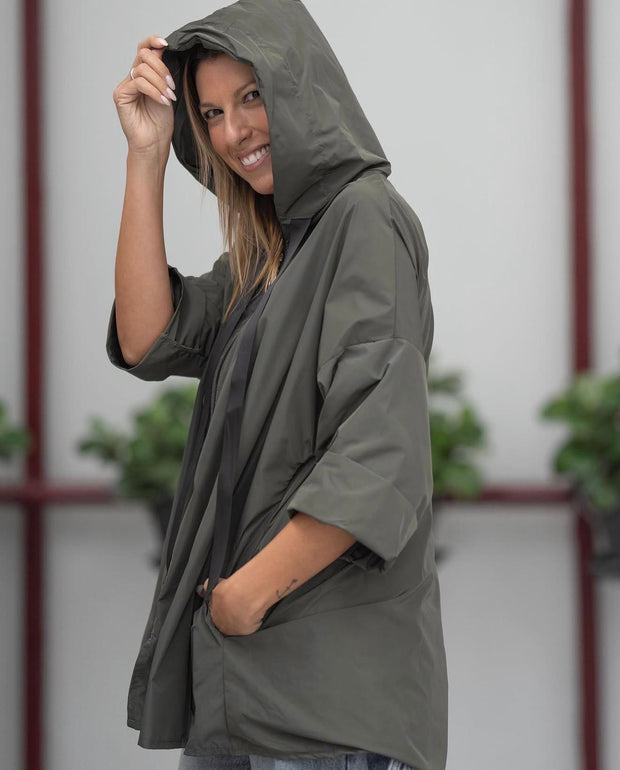 Hope Short Parka with Pockets, Khaki Green