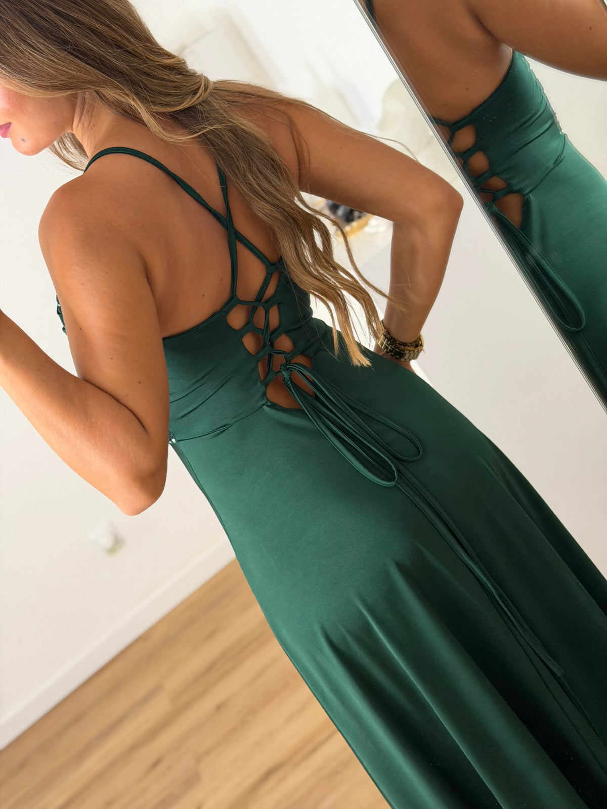 Vestido Elegance estilo corpete - verde escuro