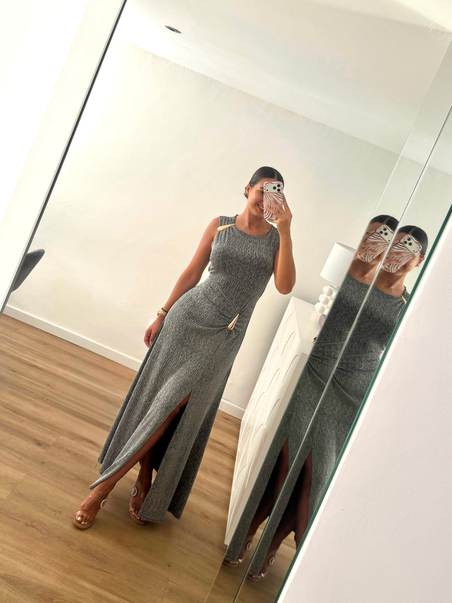 Vestido gota e racha - prata