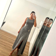 Vestido gota e racha - prata