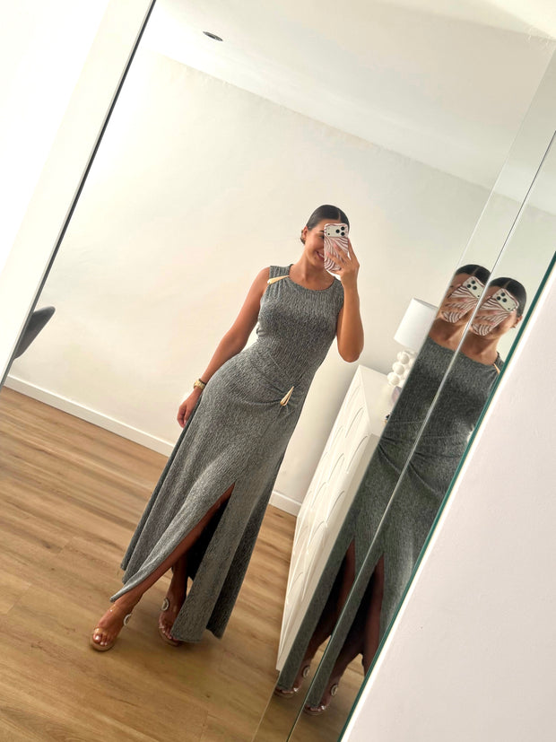 Vestido gota e racha - prata