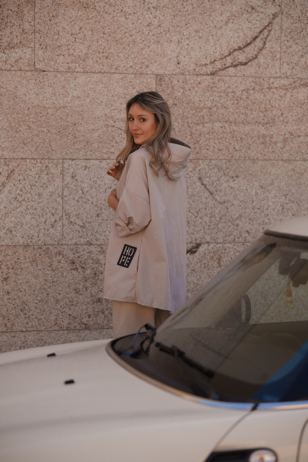 Hope Short Parka with Pockets, Pearl Beige