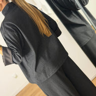 Conjunto tecido tipo denim CINZA ESCURO