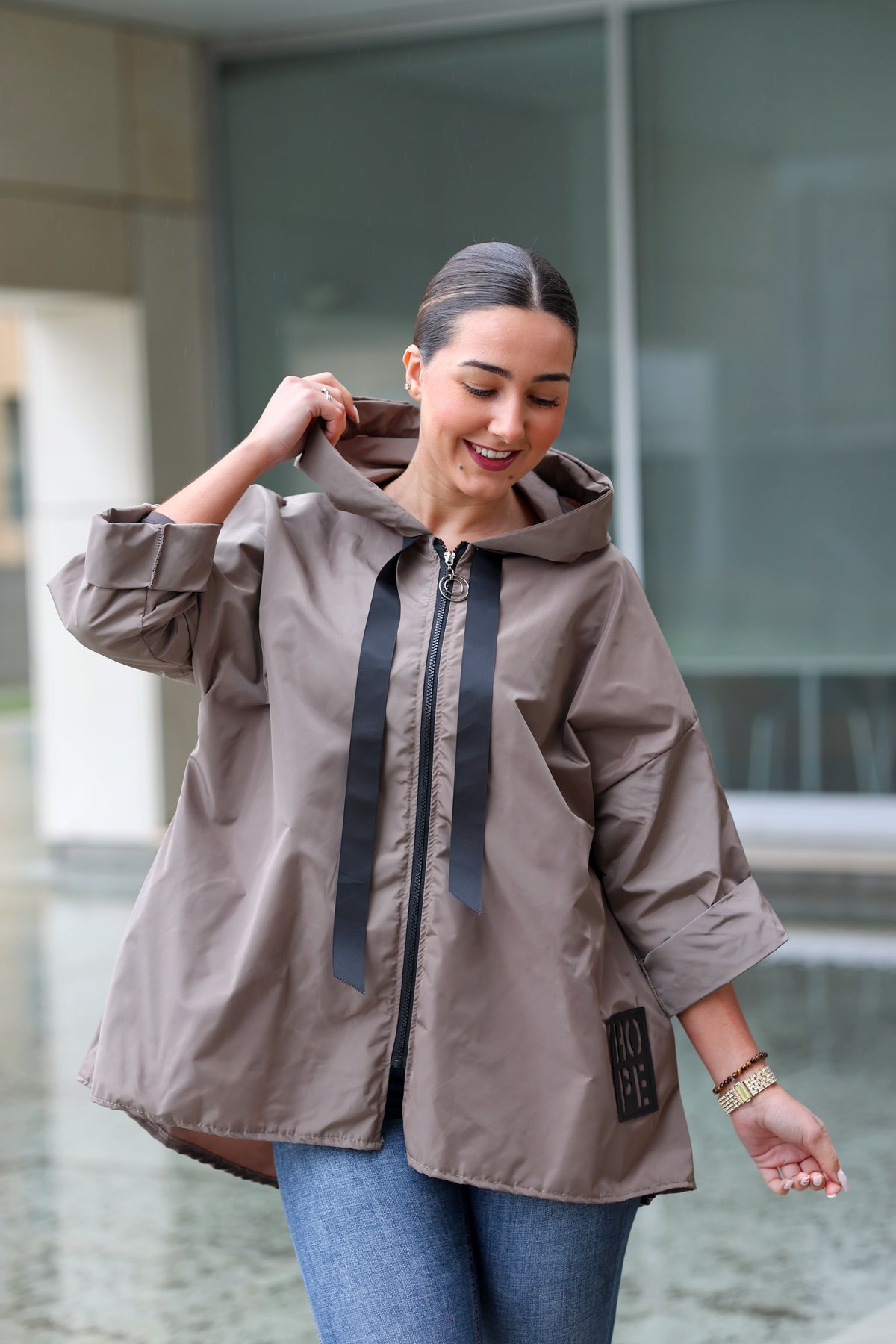Parka Curta taupe