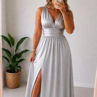 Vestido fluido prata