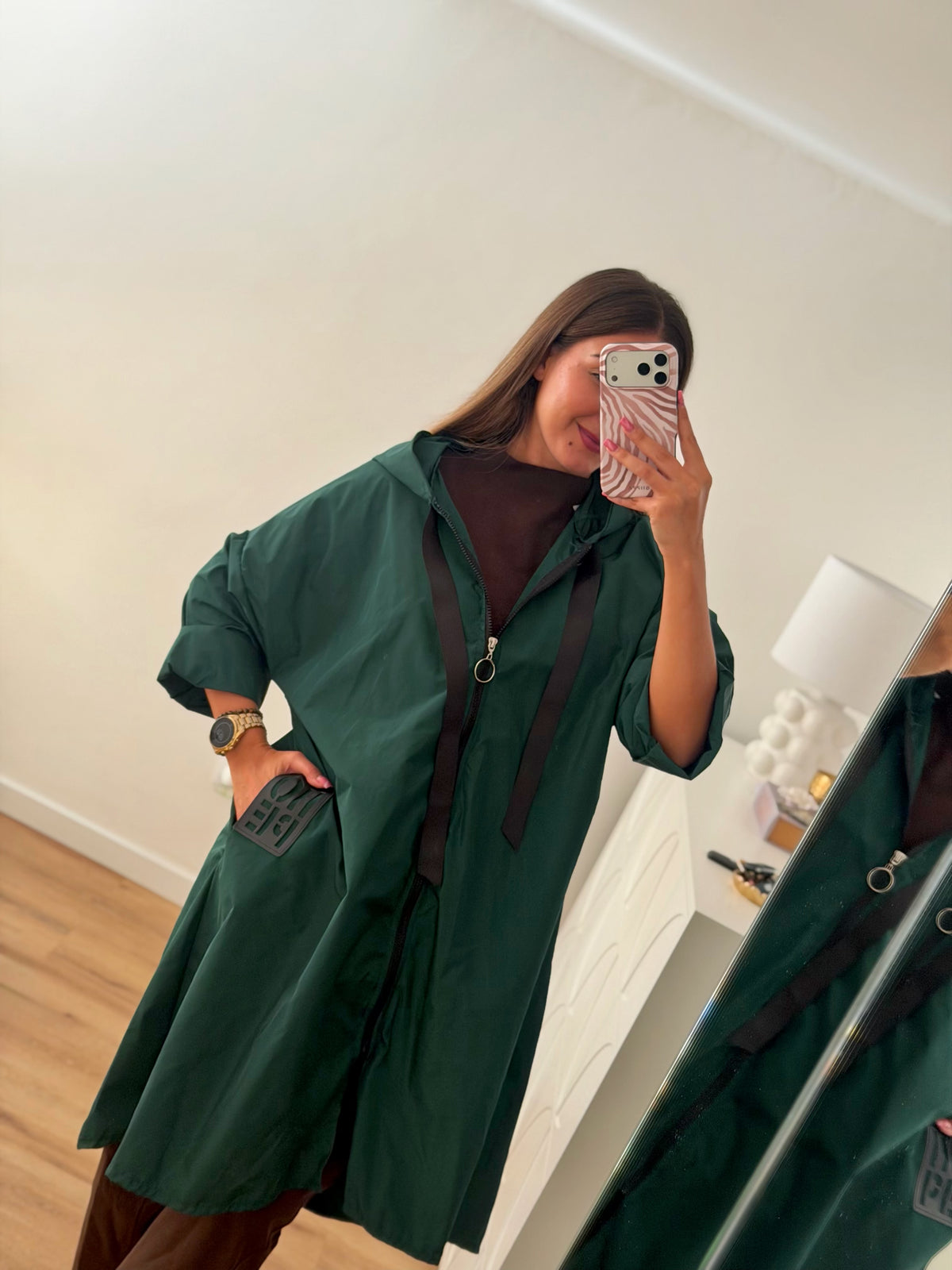 Parka comprida Verde escuro