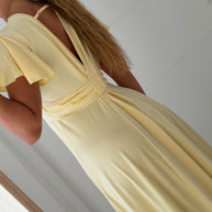 Vestido cerimónia amarelo bebé