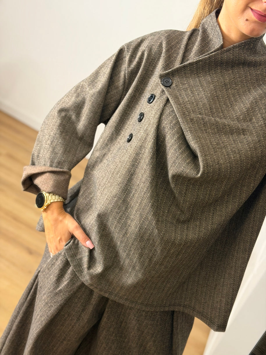 Conjunto tecido tipo denim TAUPE