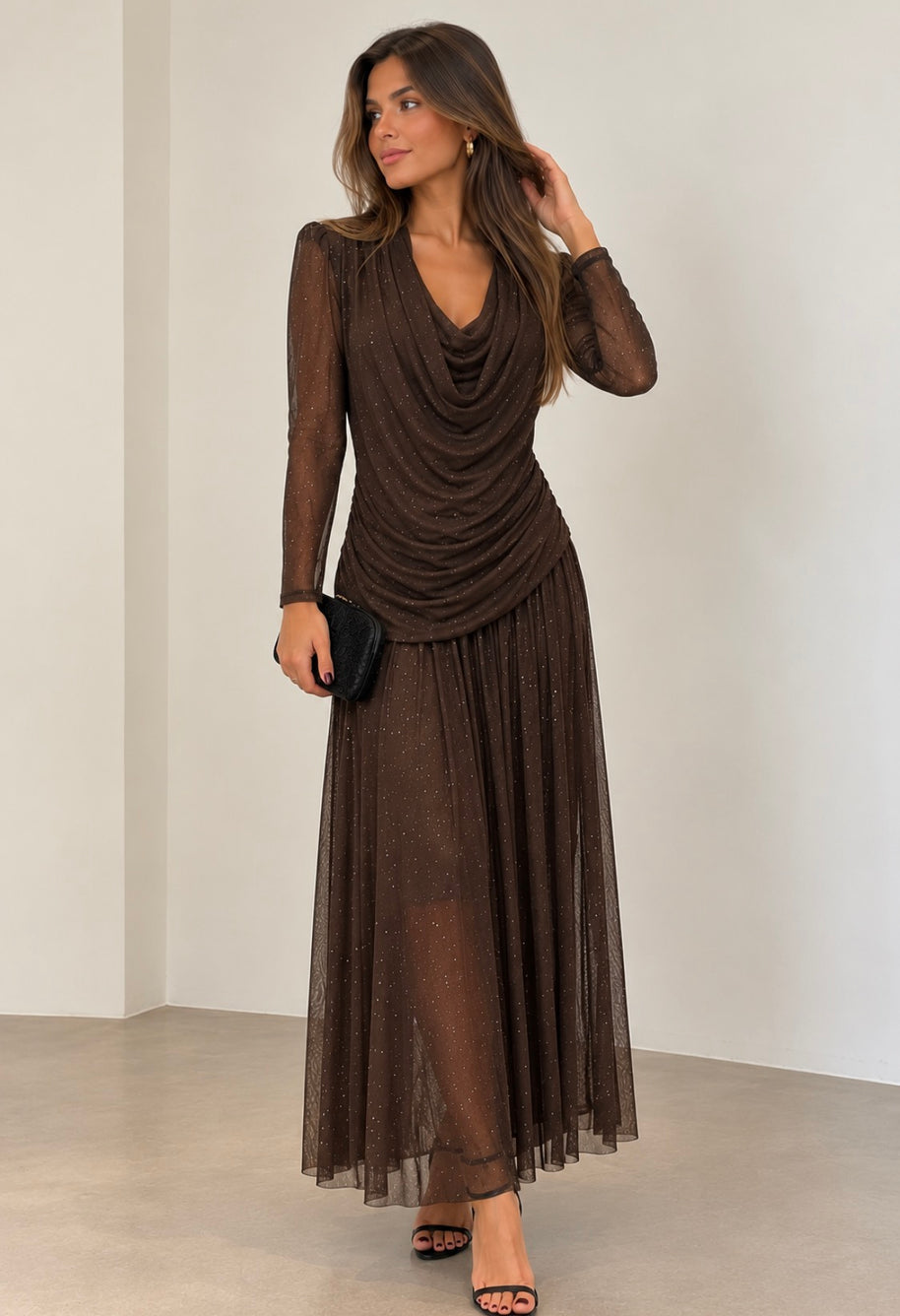Vestido festivo com brilho