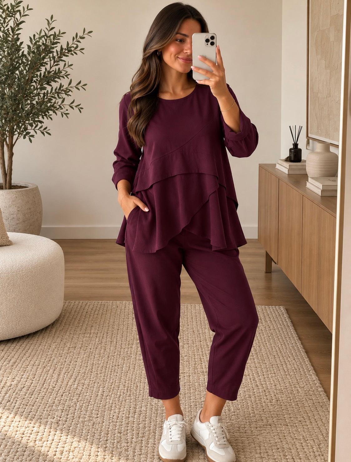 Conjunto pétala com calça BEST SELLER - Bordeaux