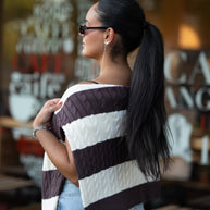 Camisola com entrelaçado | castanho