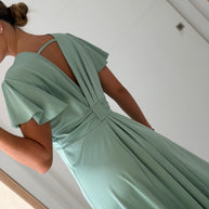Vestido cerimónia verde água
