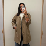 Casaco | gabardine - camel pormenor xadrez
