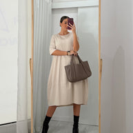Vestido toque macio bege