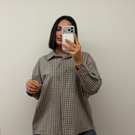 Camisola | Camisa xadrez - tons castanho