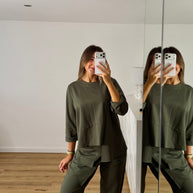 Conjunto com calça assimétrica | verde kaki