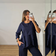 Conjunto pétala com calça BEST SELLER - azul marinho