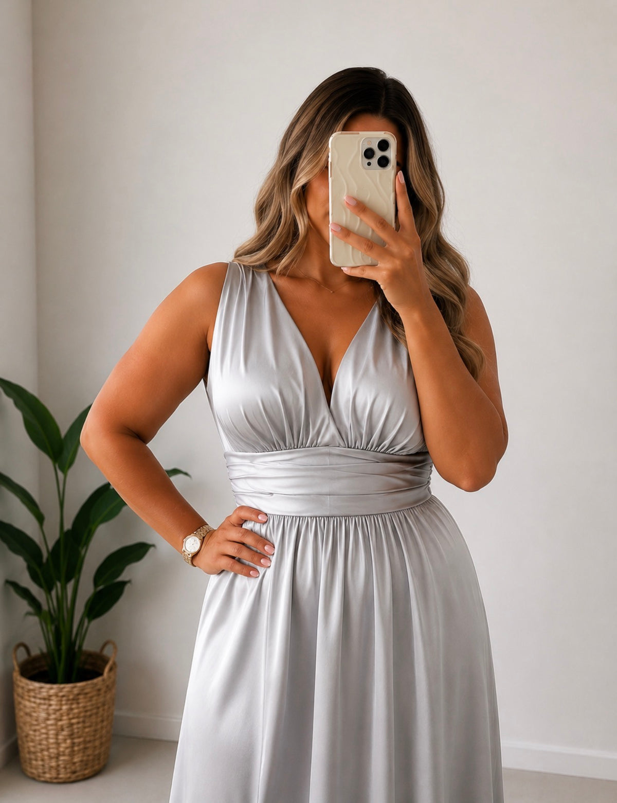 Vestido fluido prata