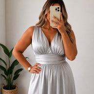 Vestido fluido prata