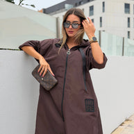 Parka comprida castanho
