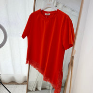 Blusa assimétrica com renda - laranja