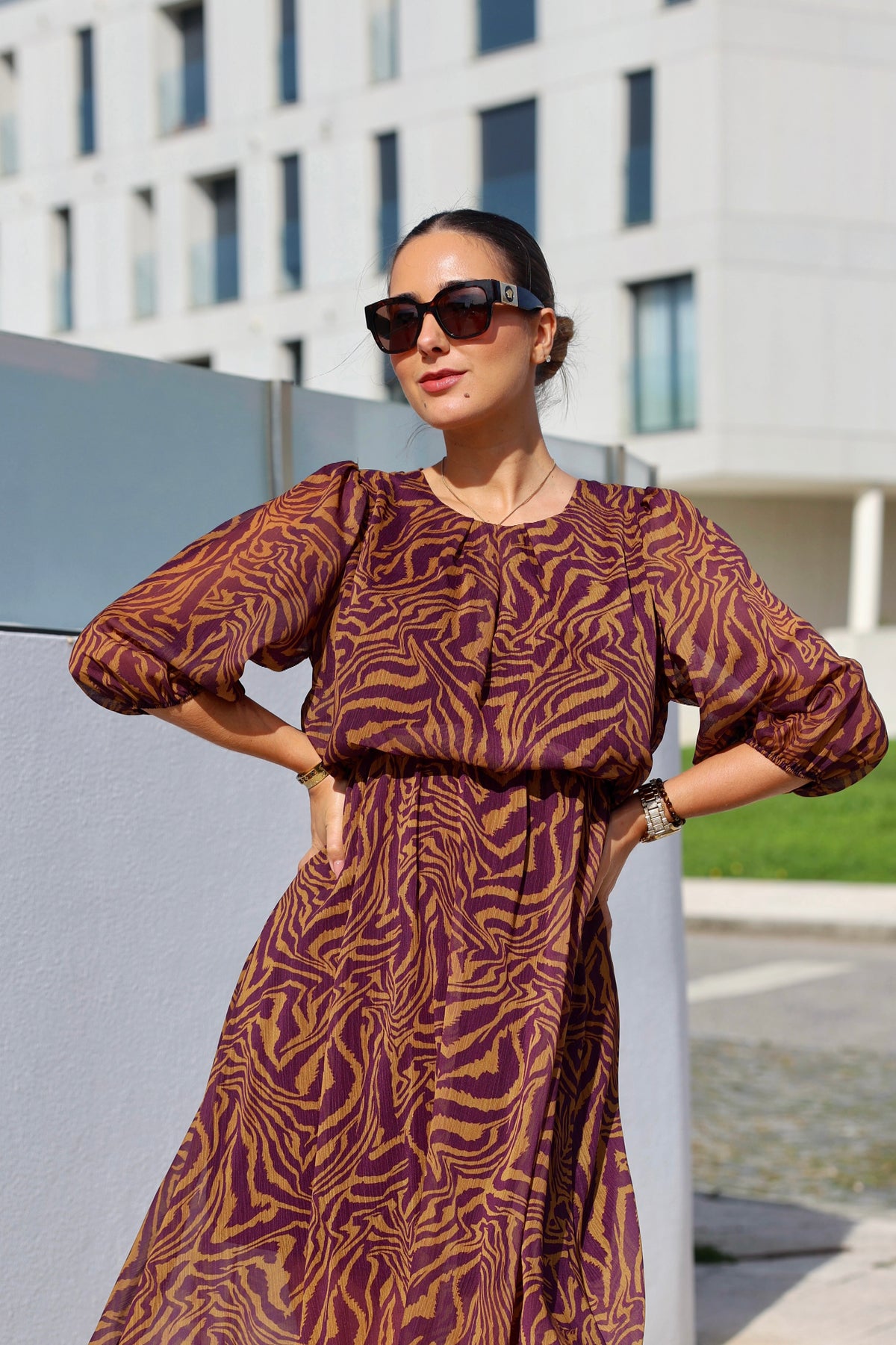 Vestido tipo zebra - lilás