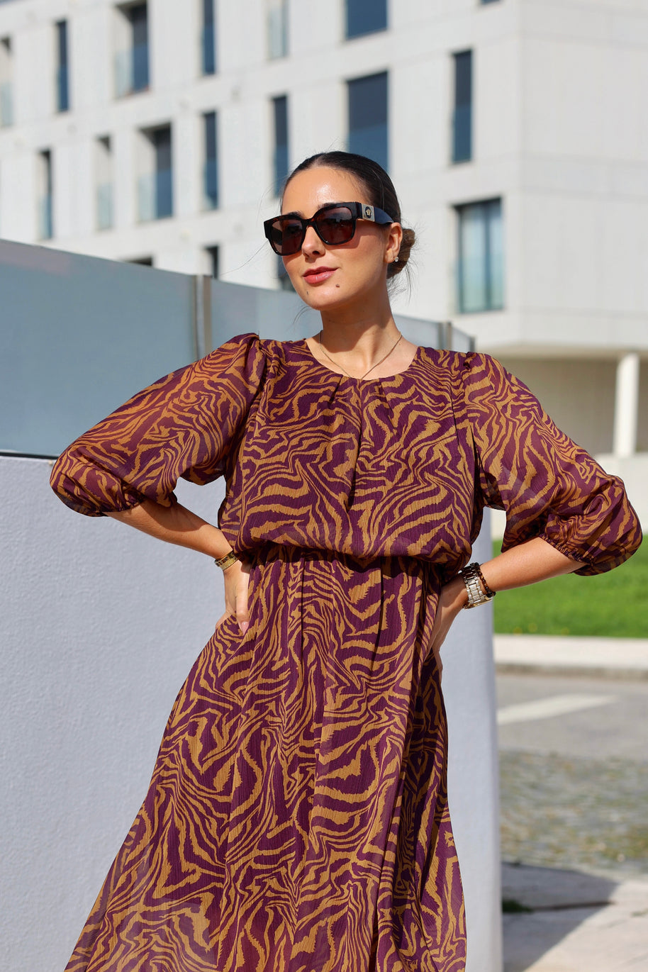 Vestido tipo zebra - lilás