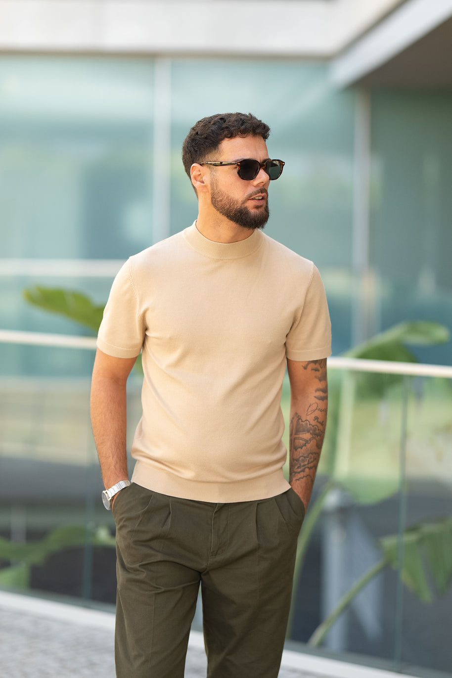 Homem | Camisola manga curta malha creme