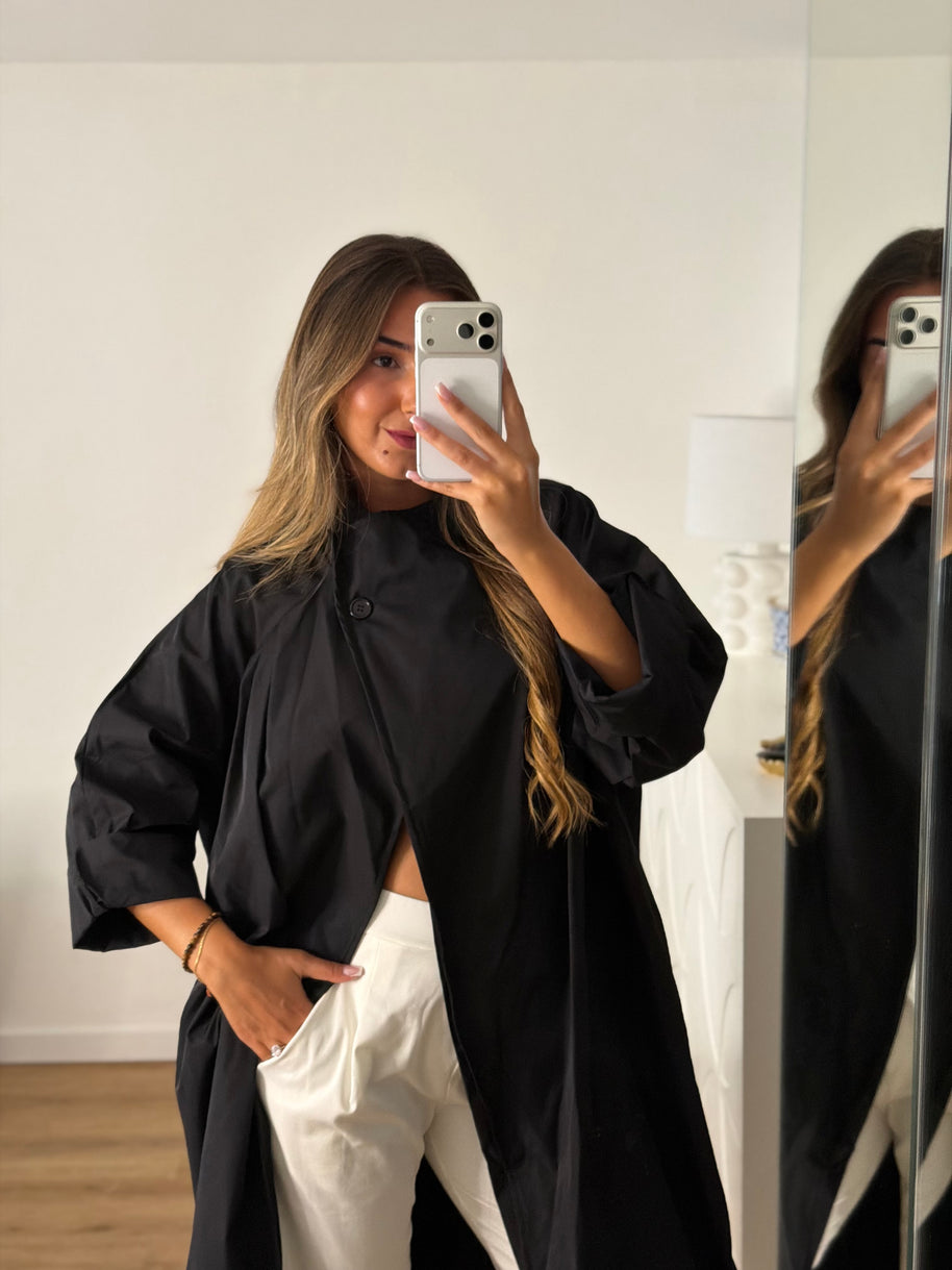 Casaco | gabardine Bloom preta