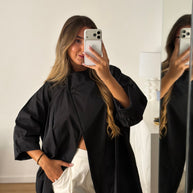 Casaco | gabardine Bloom preta
