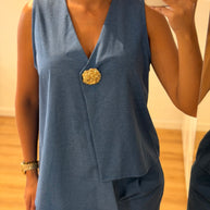 Conjunto Assimétrico azul denim