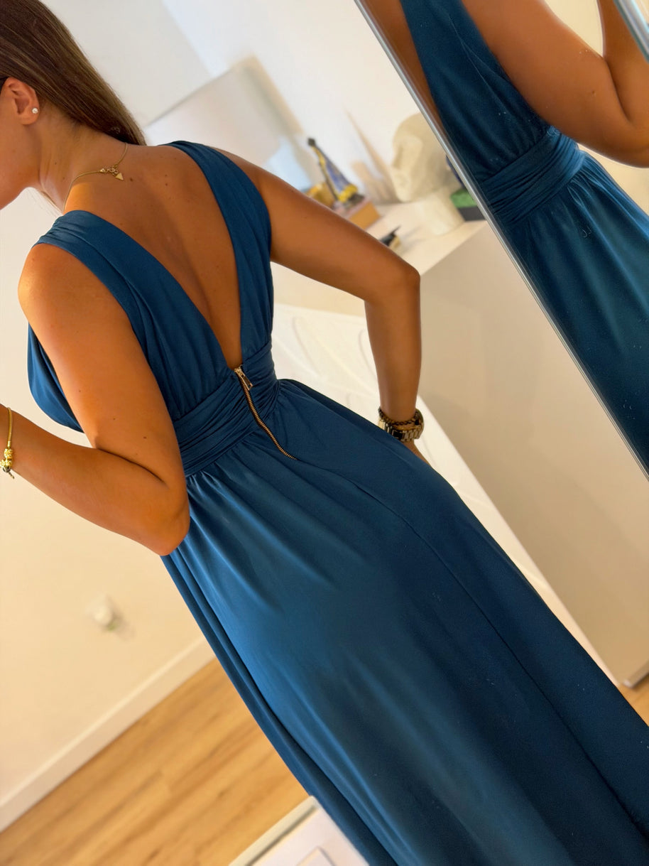 Vestido Fluido azul petróleo
