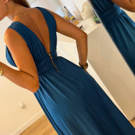 Vestido Fluido azul petróleo