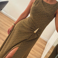 Vestido gota e racha - dourado