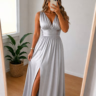 Vestido fluido prata
