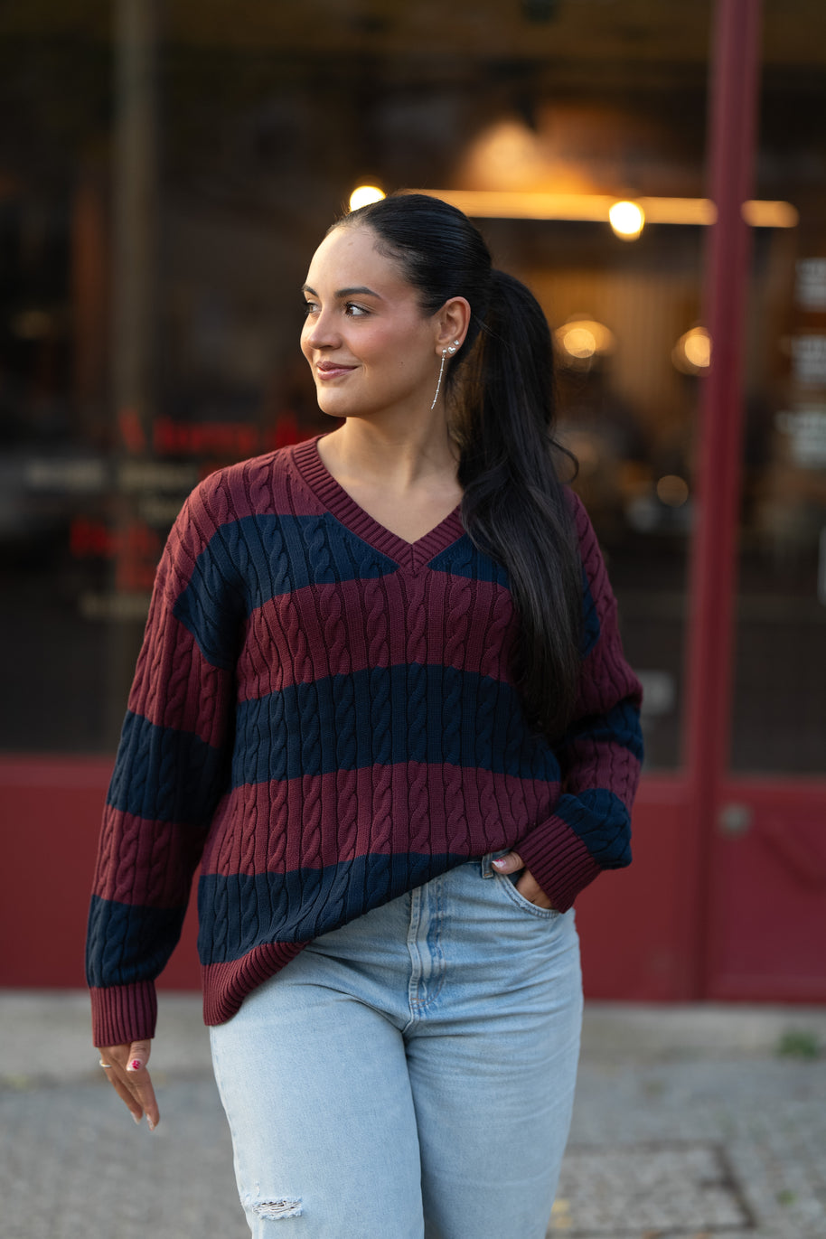 Camisola com entrelaçado | bordeaux
