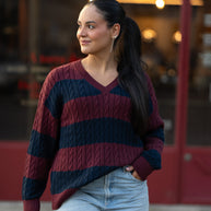 Camisola com entrelaçado | bordeaux