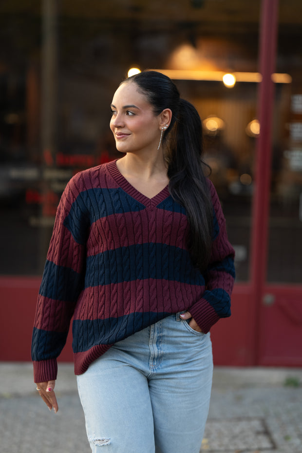 Camisola com entrelaçado | bordeaux