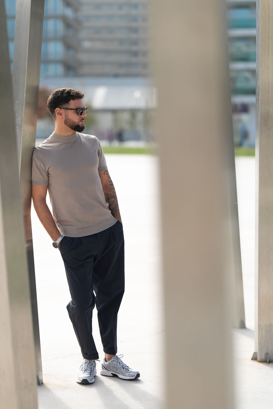 Homem | Camisola manga curta malha taupe