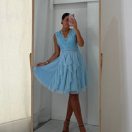 Vestido com costas rendadas