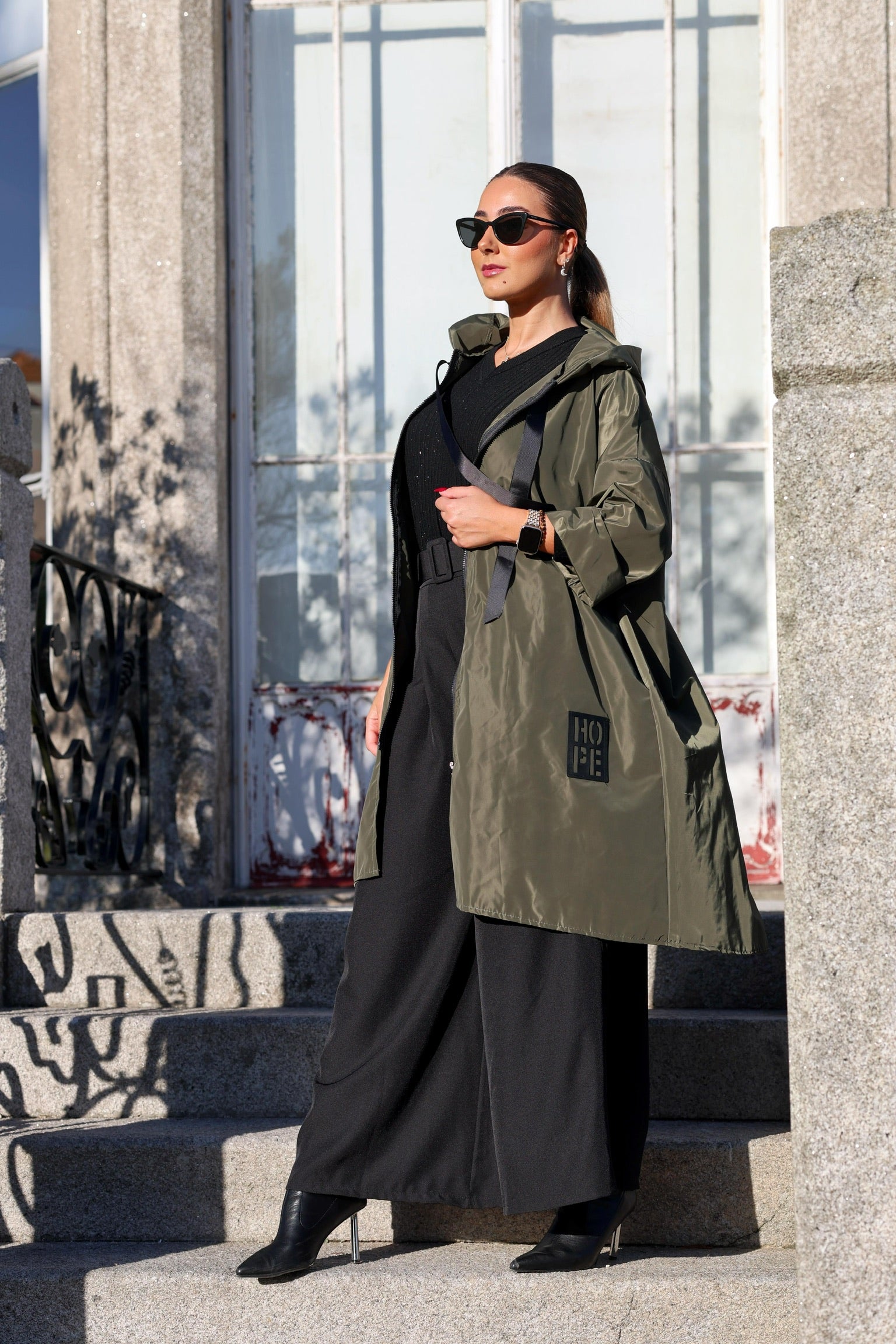 Long Hope Parka with Pockets, Khaki Green