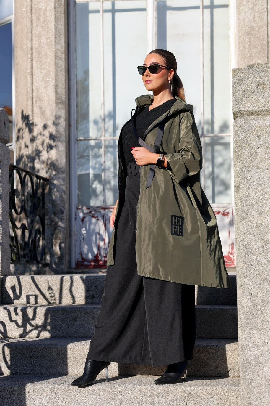 Long Hope Parka with Pockets, Khaki Green