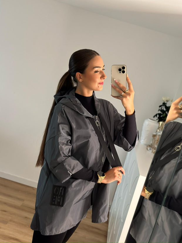 Hope Short Parka with Pockets, Gray